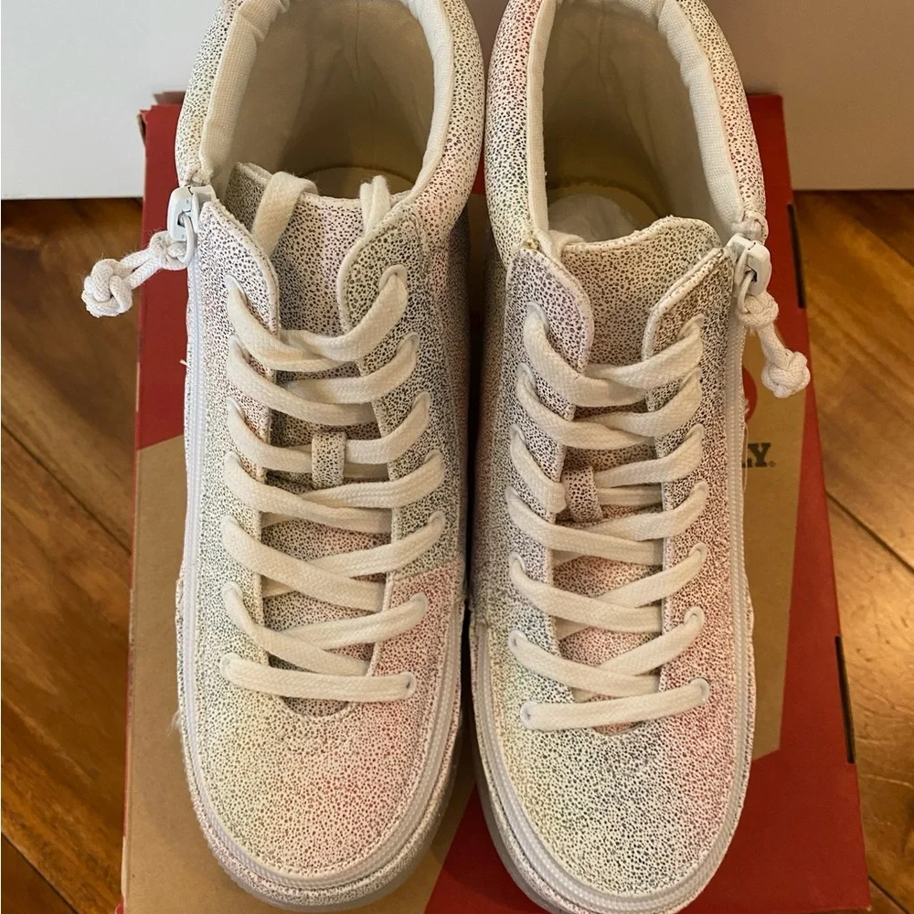 NEW BILLY Kids Classic Lace High-Tops - Rainbow Crackle White - Picture 4 of 6